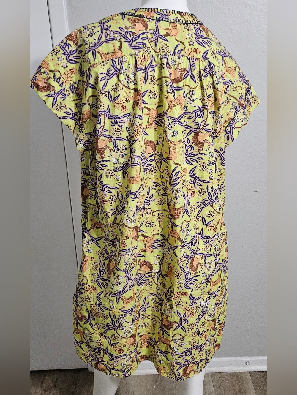 Saloni Ashley Mini Dress Citrus Monkey Print Poplin Size US 6 - Picture 4 of 9
